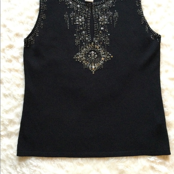 💎2xHP!💎 VINTAGE | Joseph A. | Exquisite Beaded Sequin Sleeveless Top - Picture 6 of 15